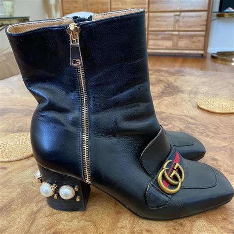 gucci boot with pearls